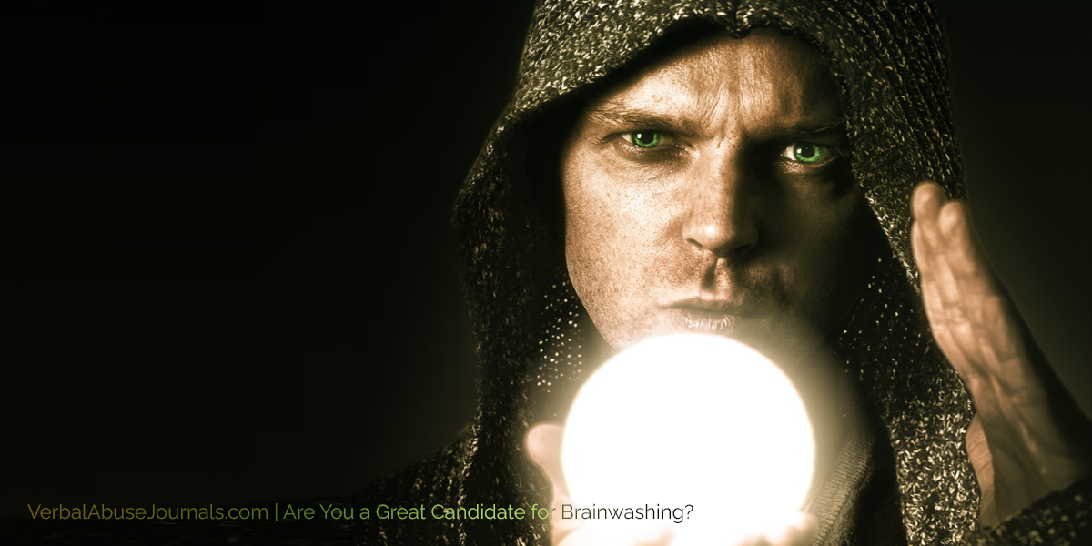 Modern wizard with green eyes holding a glowing orb, looking for a candidate for brainwashing