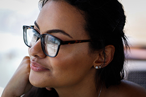 Woman looking knowledgeable