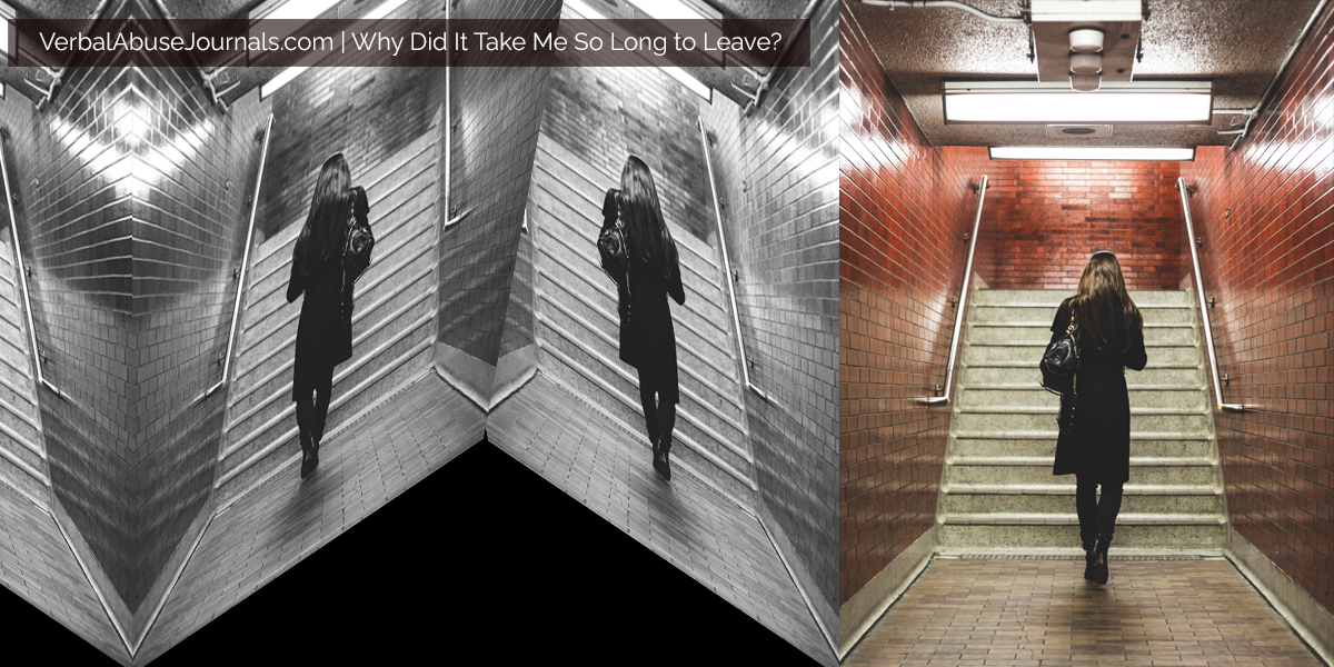 woman facing away from you and walking toward stairs going up