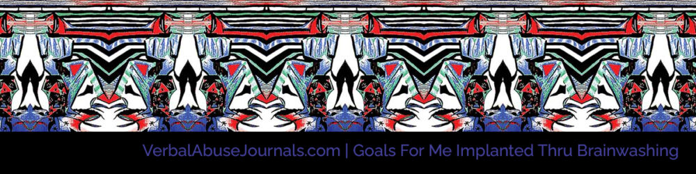 Shows artwork of angry woman sitting on a large upside down vase with flowers scattered on the floor on Goals for Me Implanted Thru Brainwashing