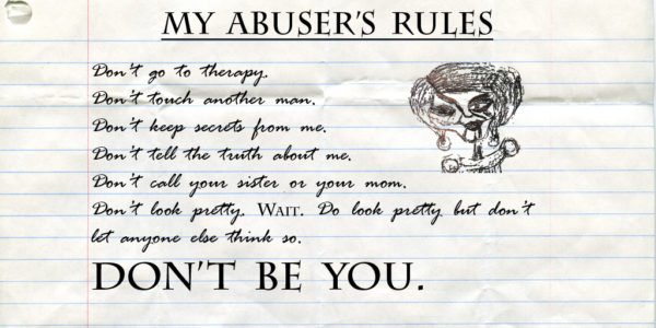 Some crazymaking rules along with a doodle of a confused woman