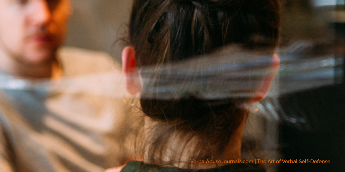 man speaking to a woman using the art of verbal self-defense