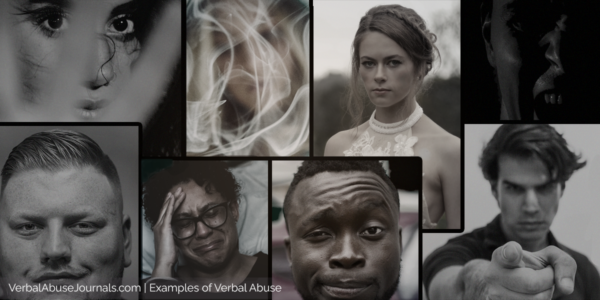 multiple faces illustrating examples of verbal abuse