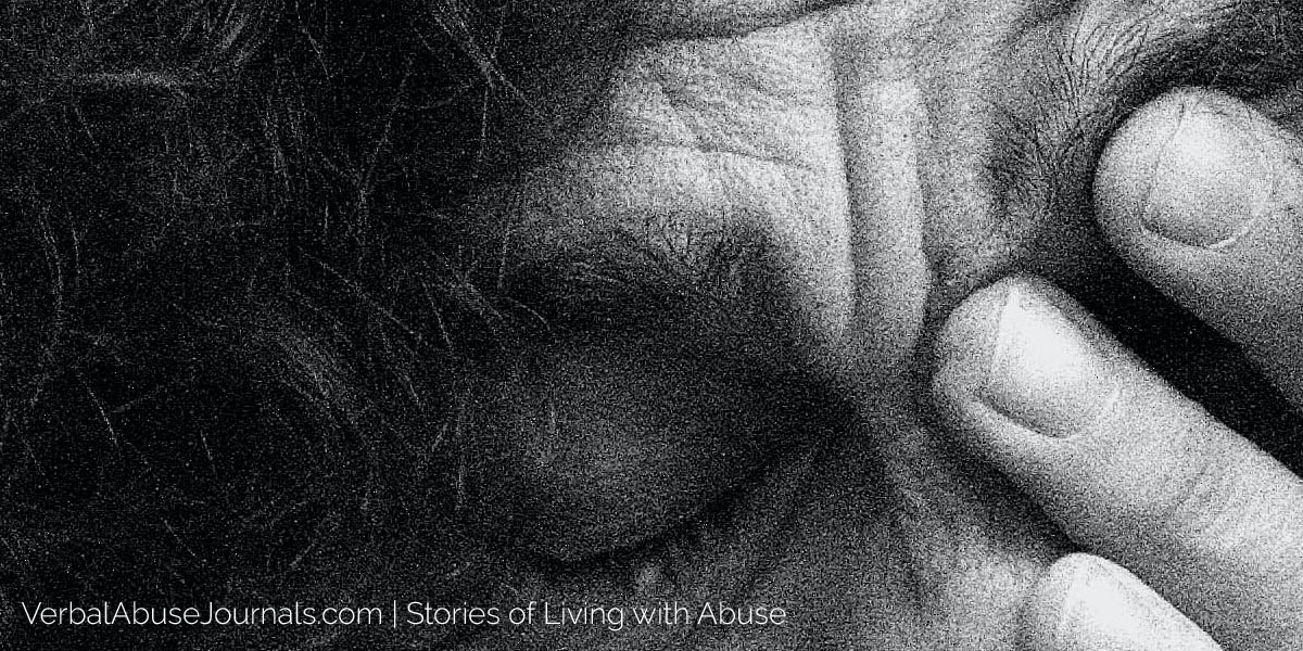 Woman with hand over her eye as if she's exhausted from living her life being abused