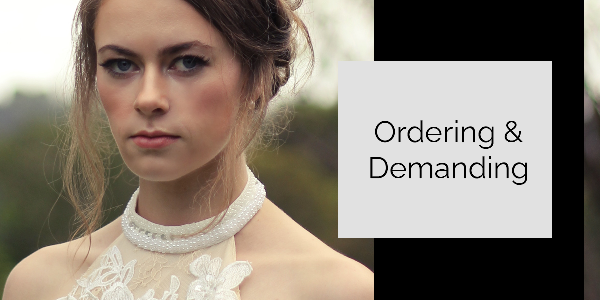woman in wedding dress looking unhappy, angry and stern