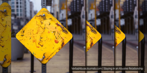 Caution sign with no words on it, peeling paint...some people choose to stay in an abusive relationship