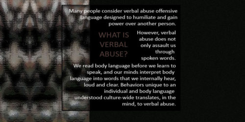 scary face in a pattern with one definition of verbal abuse